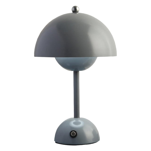 Lámpara LED de metal recargable USB con forma de hongo para mesita de noche o dormitorio. Gris