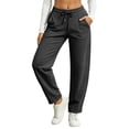 thumbnail image 2 of ZHYou No Boundarie Womens Sweatpants Wide Leg High Waisted Drawstring Loose Straight Baggy Fit Casual Jogger Pants with Side Pockets,Dark Gray,Size XL, 2 of 9
