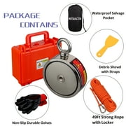 MUTUACTOR Neodymium Fishing Magnet 2400LBS Heavy Duty with Grappling Hook and 49 Feet(15m) Durable Rope, Strong Powerful Retriving Magnet with Gloves and Safty Box for Treasure Hunt in River, Lake