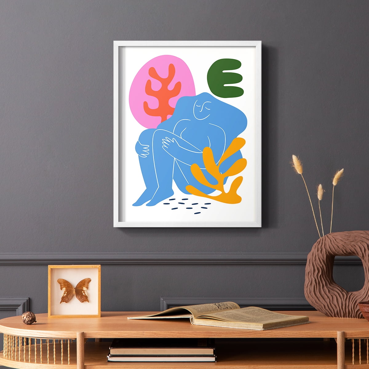 Matisse CDXLI in White Solid Wood Framed Print No Nail Hanging