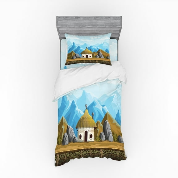 Ambesonne Abstract Bedding Set 3 Pcs, South Hut, Twin XL, Multicolor