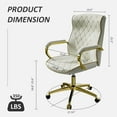 thumbnail image 3 of Ninecer Swivel PU Leather Office Chair, Ergonomic High Back Desk Chair with Padded Armrests, Computer Desk Chair with Gold Metal Frame, White, 3 of 10
