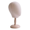 thumbnail image 2 of Estante de almacenamiento de gorros para cabeza de maniquí, exhibición portátil, sombreros para el cabello, postizos con madera cabeza de lino, 2 of 8