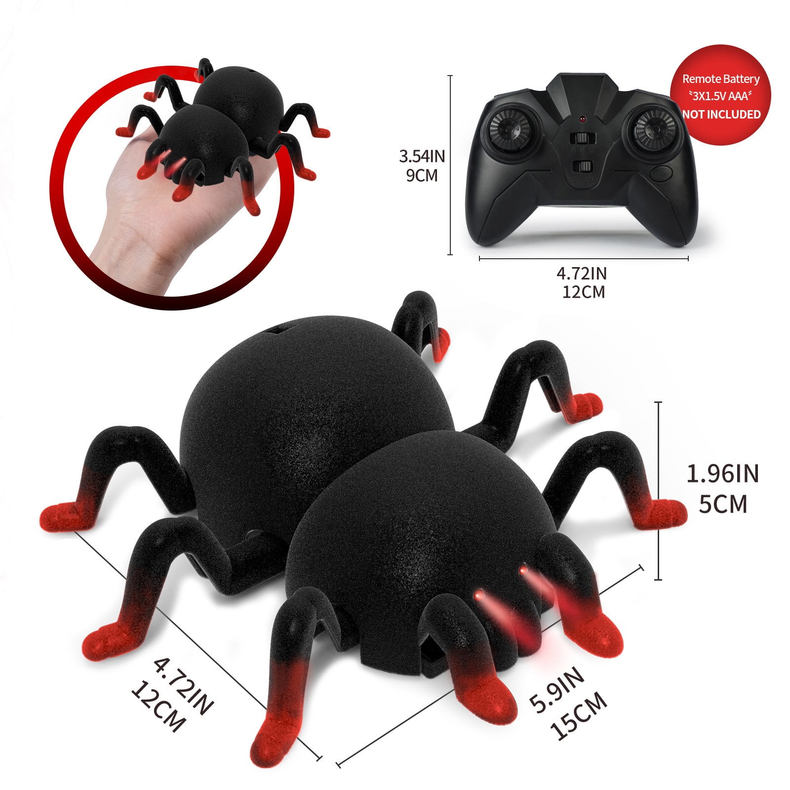 ZMKIAG Remote Control Halloween Spider Wall Climbing Toys - Flocking Spider Themed Indoor Play Climber with LED Lights for 𝗕𝗼𝘆𝘀 & 𝗚𝗶𝗿𝗹𝘀 Ages 3 and Up, Fun Interactive 𝗞𝗶𝗱𝘀 Gift