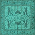 thumbnail image 1 of Ahgly Company Indoor Square Oriental Turquoise Blue Industrial Area Rugs, 4' Square, 1 of 4