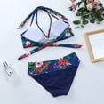 thumbnail image 6 of Elainilye Fashion Bikinis Sets for Women Sexy Flower Printing Backless Bikini Two-Pieces Swimwear Swimsuit Beachwear Set,Blue, 6 of 9
