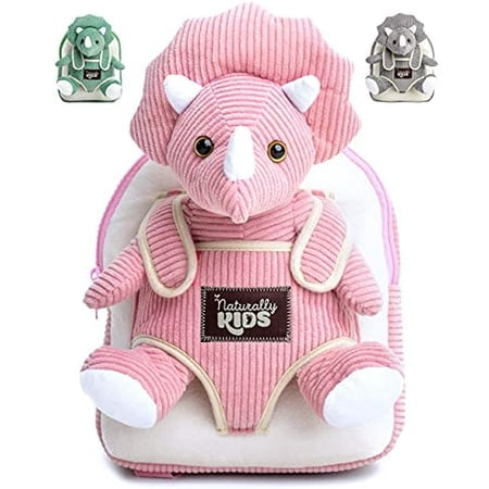 Naturally KIDS Small Dinosaur Backpack Dinosaur Toys for Kids 3-5 - Dinosaur Toys for 3 4 5 6 7 Year Old Girls Gift - Toddler Backpack for Boys Girls