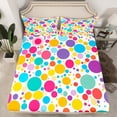 thumbnail image 2 of YST Colorful Polka Dots Bed Sheets Set Abstract Geometry Sheet Set King Size Modern Rainbow Circle Sheets Cartoon Circles Rounds Flat Fitted Sheet Christmas Themed Decor, 2 of 5