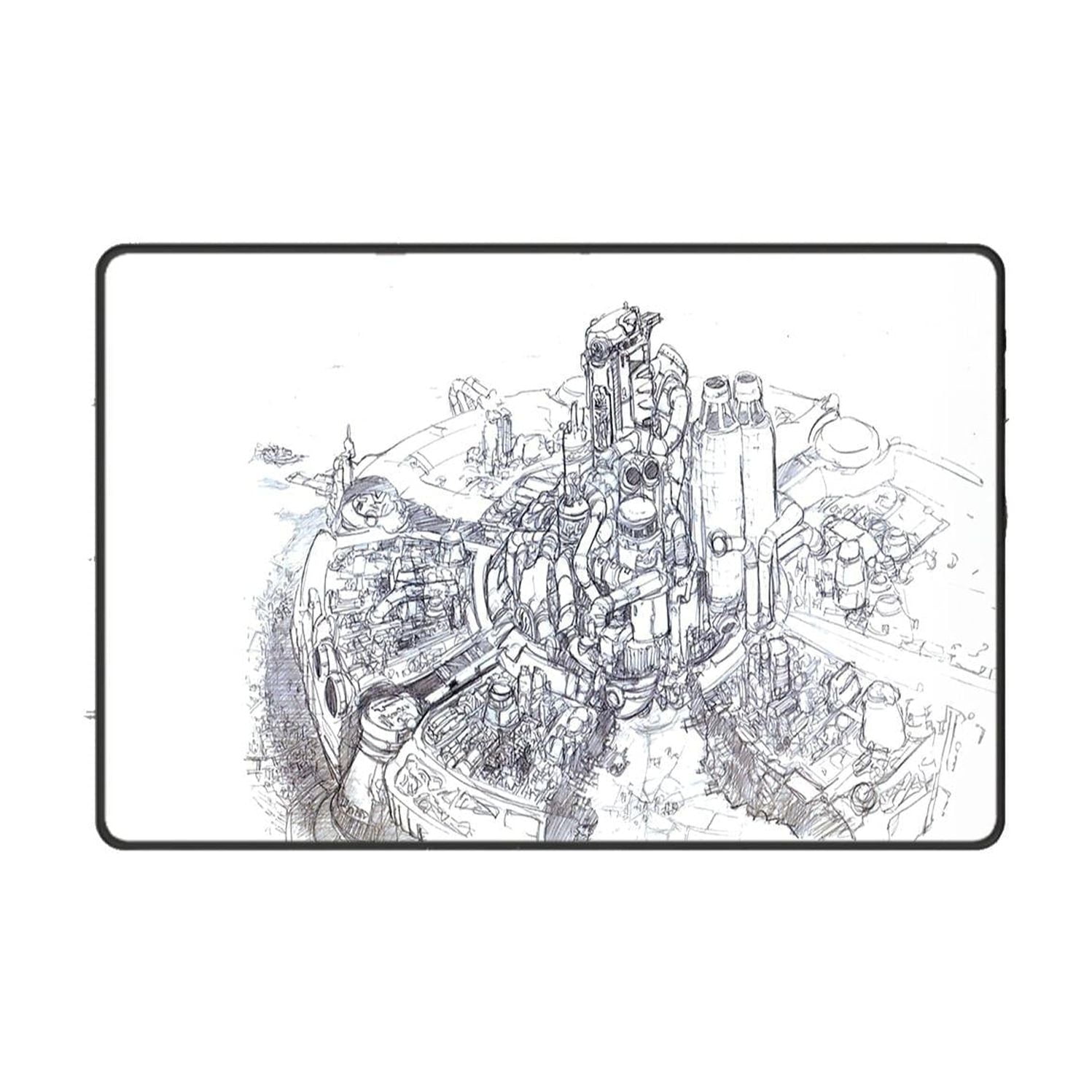 Midgar Sketch Gaming Mouse Pad, Final Fantasy VII-Inspired Desk Mat for Gamers and Offices