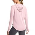 thumbnail image 3 of BADHUB Women's UPF 50+ Sun Protection Hoodie Shirts Long Sleeve UV SPF Rash Guard Hiking Quick Dry Lightweight Hooded Tops with Thumb Holes S-2XL Pink, 3 of 9