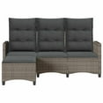 thumbnail image 5 of vidaXL Reclining Patio Sofa with Cushions L-shaped Gray Poly Rattan, 5 of 12