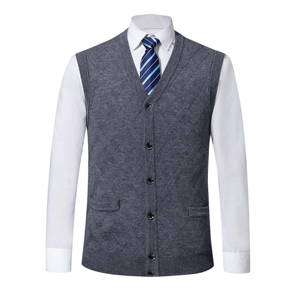 Riecok Knitted Vest for Men Sleeveless Jackets Knitted Button down Coats Casual Soft Comfortable Outerwear