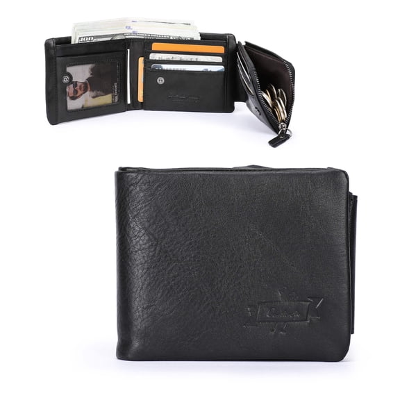 Contact's Leather Wallet for Men –Front Pocket Wallet – Genuine Leather Bifold Card Holder – Gift-Ready, Black