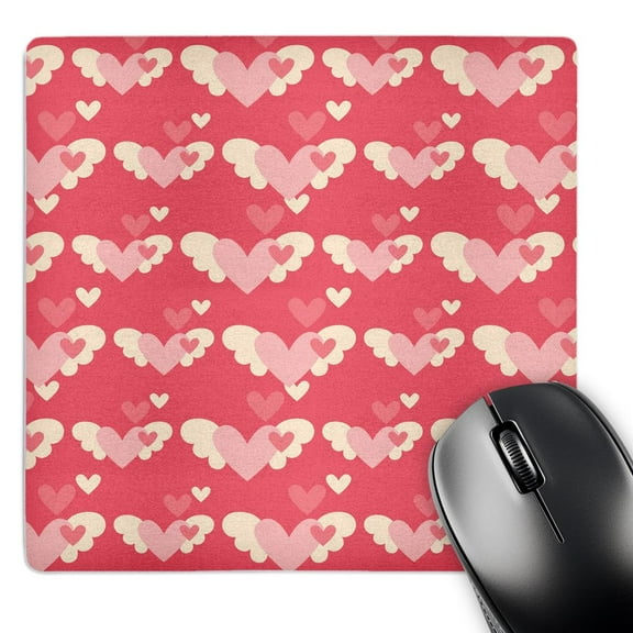 3dRose, Pink Hearts with Wings - Fun Lovable Art - Kids Art, MousePad