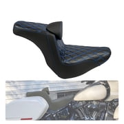 Driver Passenger Gel Seat Blue Line w/ Backrest For Harley Low Rider 2018-2024