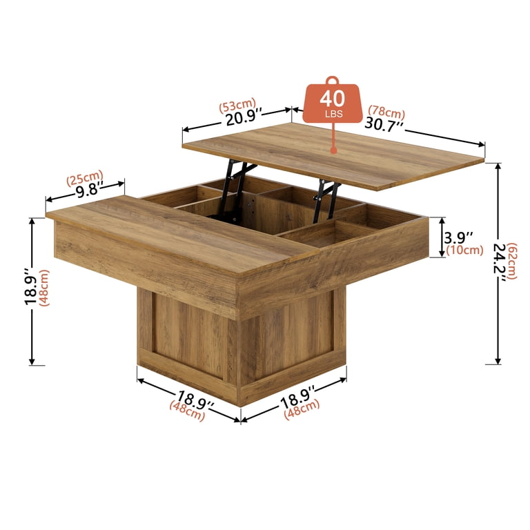 GUNAITO Lift Top Coffee Table with LED Lights photo 5