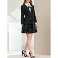 thumbnail image 5 of INSPIRE CHIC Women's Peter Pan Collar Contrast Retro Plaid Dress S Black, 5 of 6
