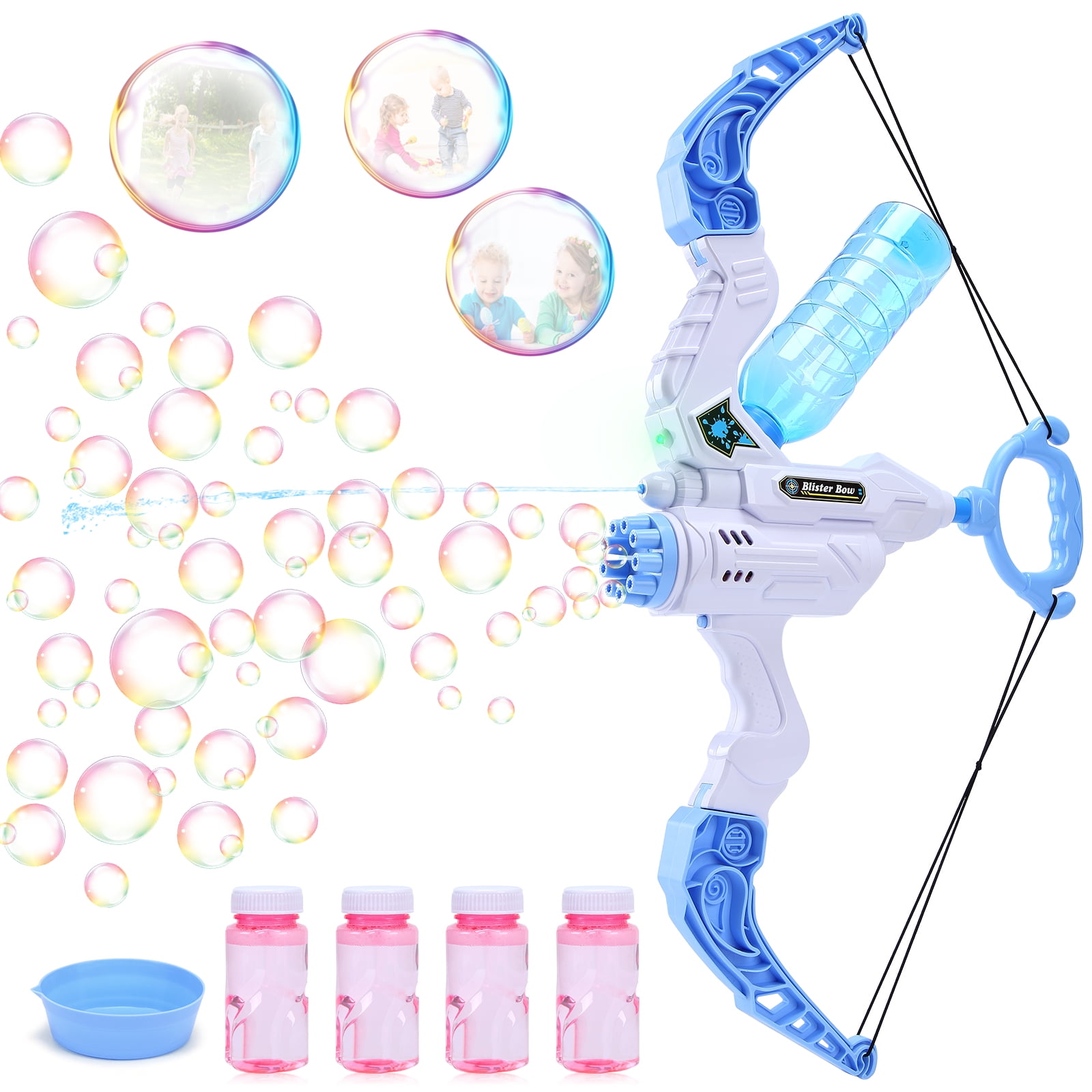 Upgraded Bubble Gun Water Bow & Arrow, 2 in 1 Bubble Water Blaster with