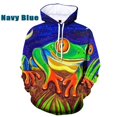 thumbnail image 3 of Sudadera con capucha para hombre, con estampado 3D de rana, con estampado de animales, informal, de talla grande, con estampado completo, 3 of 5