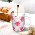 thumbnail image 3 of Yiaed Floral Strawberr Print Ceramics Coffee,Large Handle Design,Extra Large Tea and Coffee Cup for Office and Home Mugs, 3 of 6
