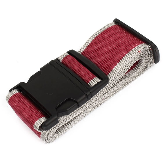 Unique Bargains Burgundy Adjustable Travelling Luggage Suitcase Strap Band Belt Nylon Gray