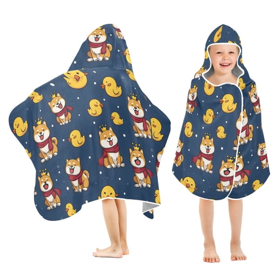 joogoo Cute Corgi Dogs Ducks Kids Hooded Beach Towel Baby Bath Towel 23.5"x50"