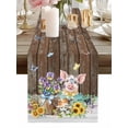 thumbnail image 6 of Burlap Table Runner 60 Inches Long, Farmhouse Pig Spring Flower Non-Slip Kitchen Table Runners for Dining Room Everyday Use Party Table Decorations Vintage Brown Wooden Plank, 6 of 9
