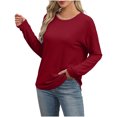 thumbnail image 2 of Winter Savings! Enjoytime Winter Shirt for Women Casual Long Sleeve Solid Color Shirts Loose Fit Pullover Oversized Tops on Clearance, 2 of 6