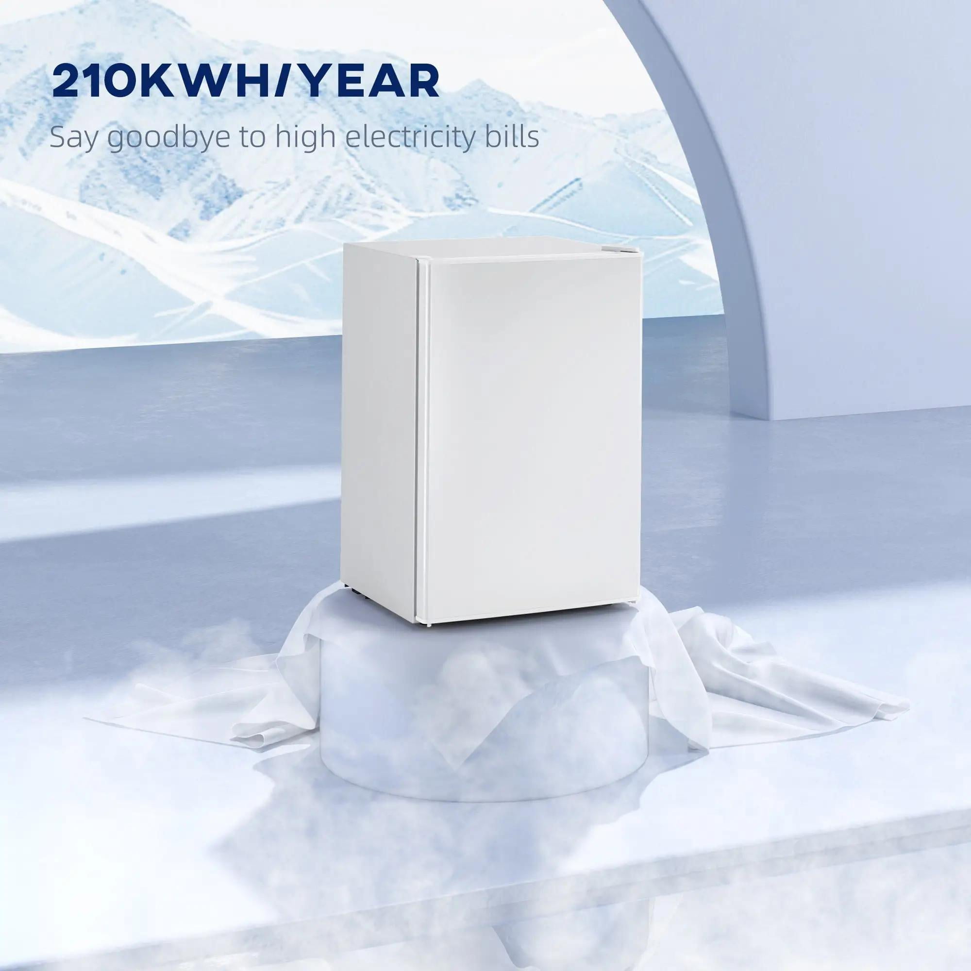 Resenkos 2.5 Cu.Ft Mini Fridge, Single Door Compact Refrigerator with Freezer, Reversible Door, White