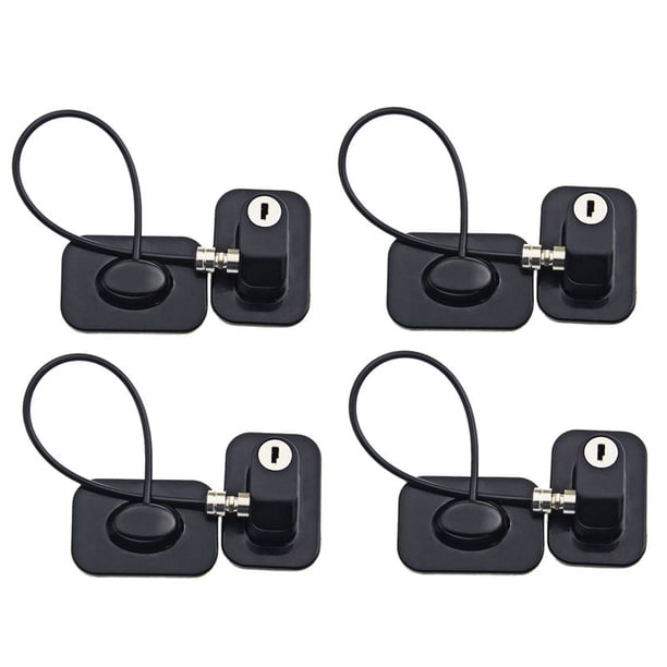 4X Restrictores de Ventana de Seguridad para Bebés Con Cable de Bloqueo de Seguridad, No Se Requieren Tornillos para Evitar Daños Y Proteger La Seguridad de Hijos, Negro