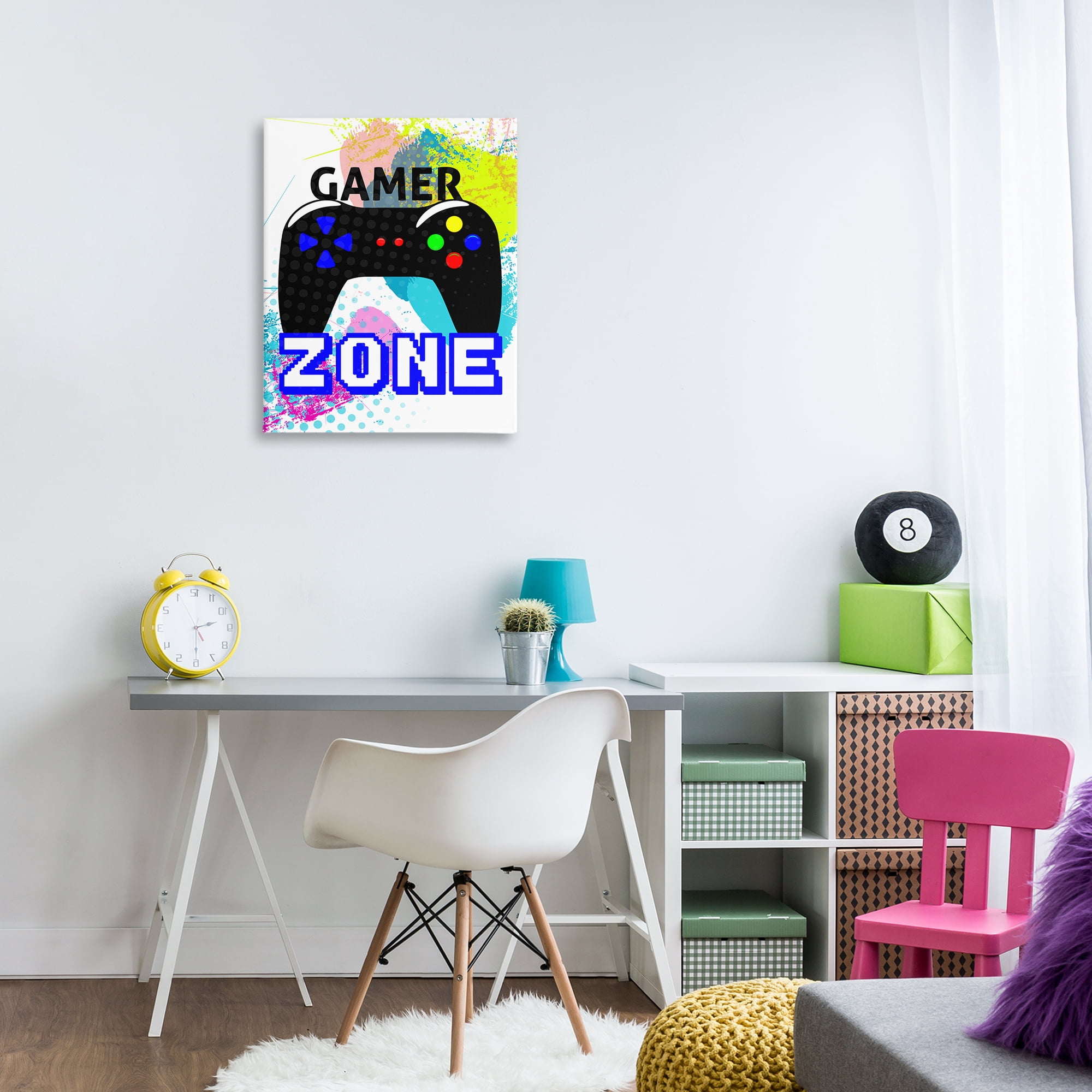 Stupell Industries Gamer Zone & Controller Typography Painting Gallery Wrapped Canvas Art Print Wall Art, 24 x 30