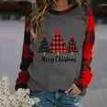 thumbnail image 2 of Erwazi Womens Christmas Printed Color Block Long Sleeve T-Shirts Casual Crew Neck Shirt Top, 2 of 4