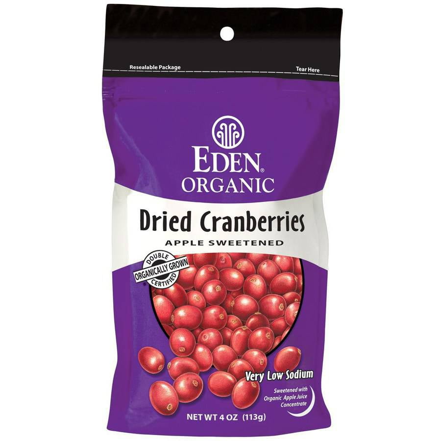 Eden Organic Apple Sweetened Dried Cranberries, 4 oz, (Pack of 5) by