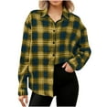 thumbnail image 2 of Trushoes Women's Yellow Plaid Shirt - Size S, Oversized Polyester, Wrinkle Resistant - Spring Fall Casual Shacket, 2 of 7