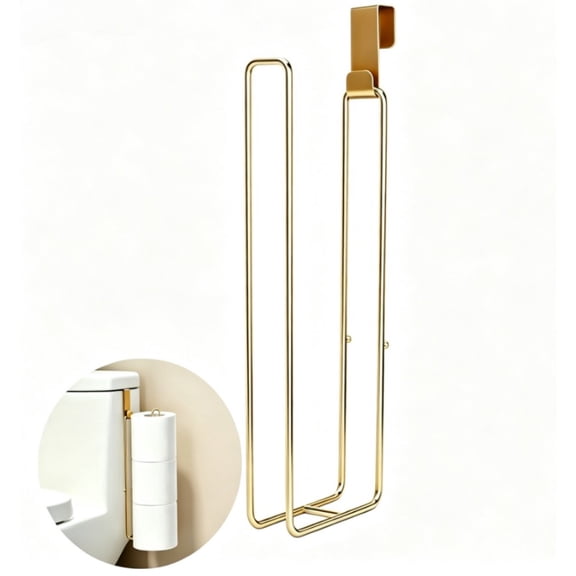 Modern Metal Hanging Toilet Paper Holder, No Drill No Installation Toilet Paper Storage Rack, Holds Up to 3 Rolls Tissue, Multifunctional Bathroom Cabinet Over Door Toilet Roll Organizer