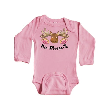 

Inktastic Na-Moose-Te Cute Moose Greeting Gift Baby Boy or Baby Girl Long Sleeve Bodysuit
