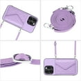 thumbnail image 4 of Envelope Design for iPhone 15 Pro Case RFID Blocking Wallet Card Holder Leather PU Flip Cover Folio Lanyard Crossbody Strap Women Girl Magnetic Clasp Kickstand For iPhone 15 Pro, Purple, 4 of 10