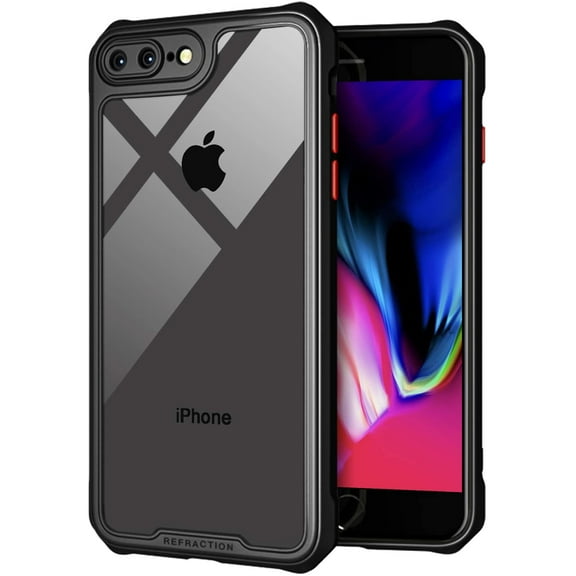 Phone Case Compatible for iPhone 7 Plus & iPhone 8 Plus Case, Clear Back Cover Bumper Cases for 7 Plus/ 8 Plus 5.5-Inch, Black