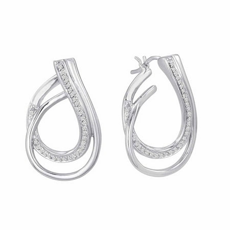 1/6 Carat T.W. Diamond Sterling Silver Fashion Hoop Earrings