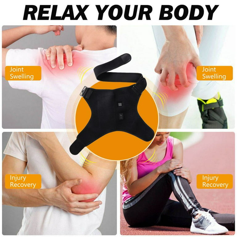 Portable Heated Shoulder Wrap Pad Brace Support Therapy Pain Relief Belt,  Aousthop USB Heating Infrared Pad Strap Relax Muscle Pain Shoulder  Compression Sleeve 