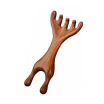 Six-Claw Meridian Massage Comb Long Handle Sandalwood Scalp Massager Comb Deer Antlers Wide Tooth Body Massage Guasha Scrubber Tool