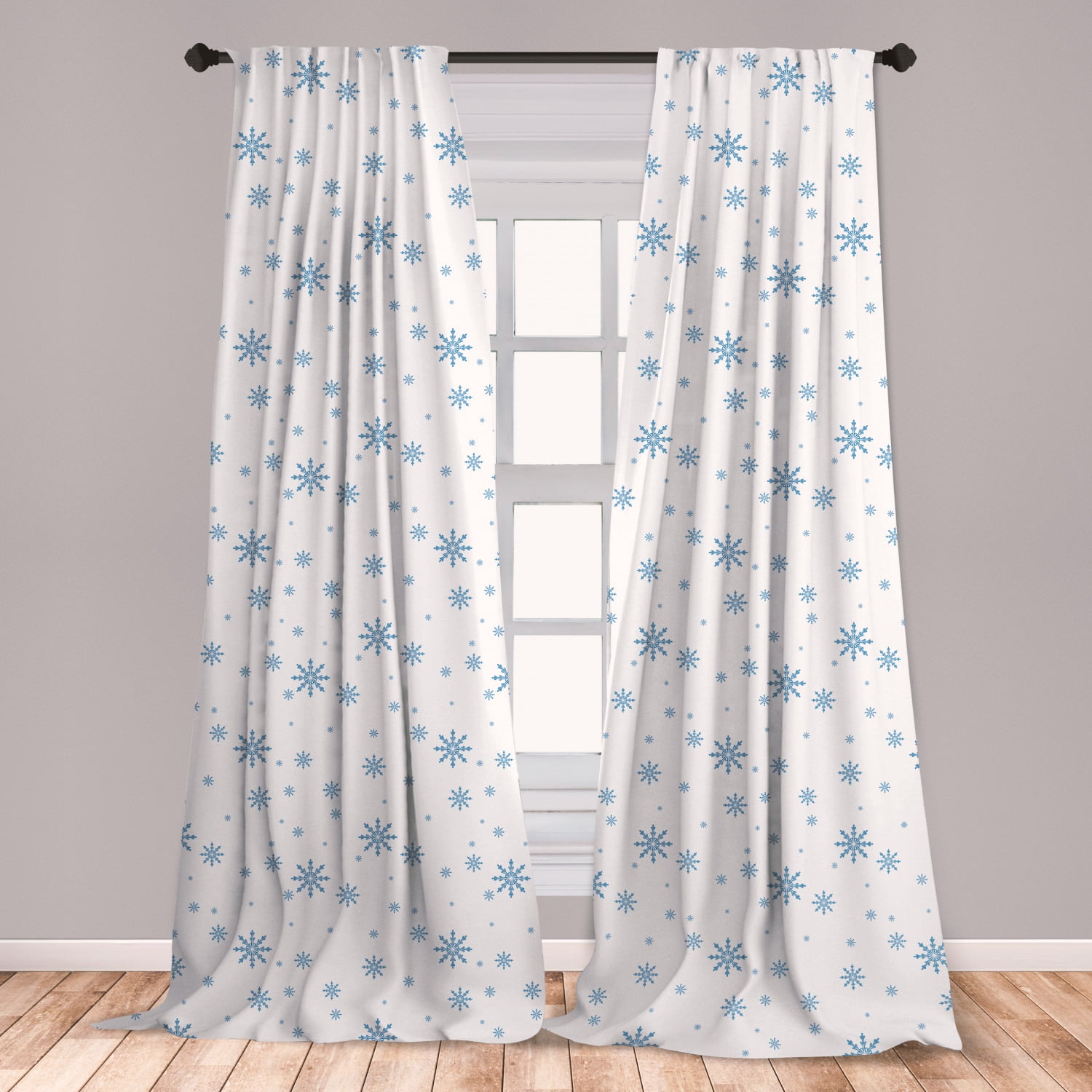 Winter Curtains 2 Panels Set, Cold December Design Simple Seasonal
