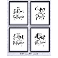 Bathroom Quotes and Sayings Art Prints | Set of Four Photos 8x10 Unframed | Great Gift for Bathroom Decor