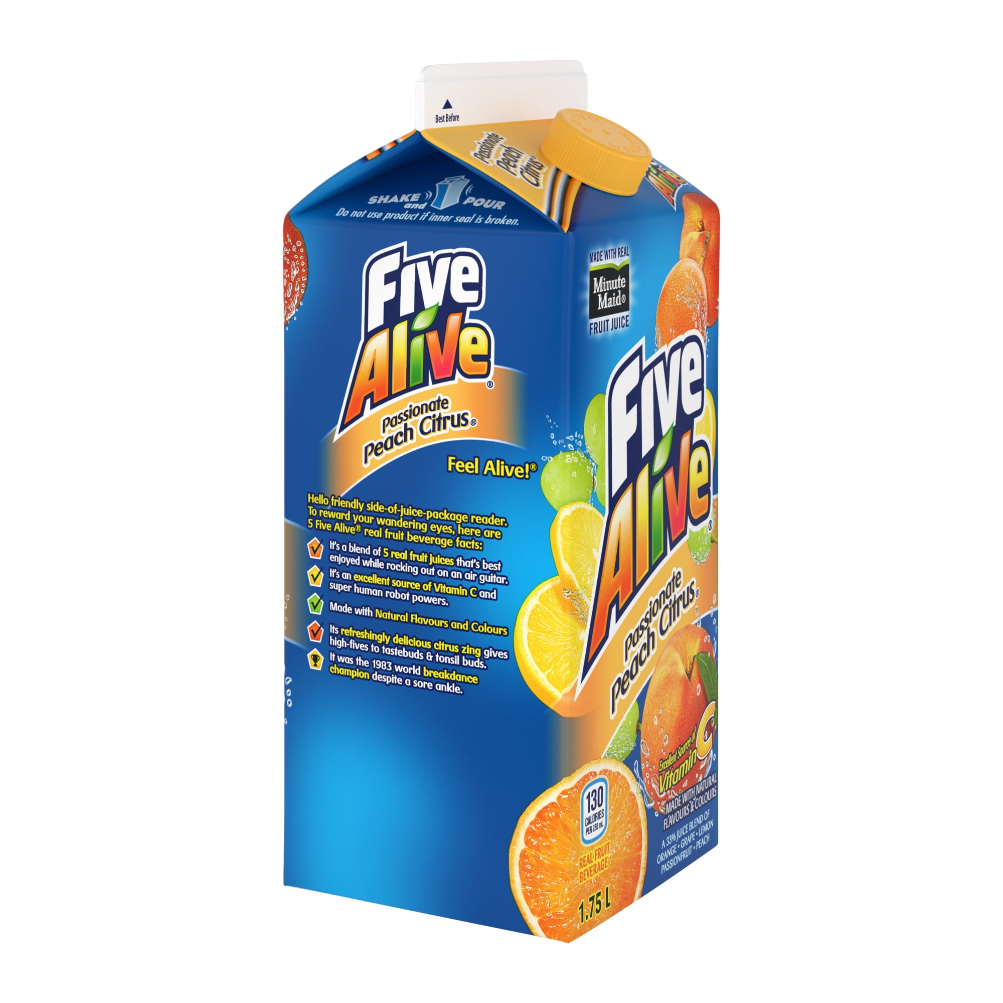 Five Alive Passionate Peach Citrus Gable top, 1.75 Liters, 1.75 x L