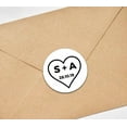 thumbnail image 3 of Darling Souvenir Round 45 Pieces Heart Save The Date Stickers Personalized Bride Groom Initials And Date Envelope Seals - White, 3 of 4
