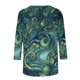 thumbnail image 4 of Mujeres Manga Larga Tops 3/4 Manga Flores Impresas Cuello Redondo Casual Blusas Suave Estiramiento Poliéster para el Hogar Diario, 4 of 5