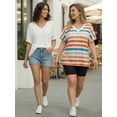 thumbnail image 5 of MOYIKO Womens Summer Tops Short Dolman Sleeve T Shirts V Neck Striped Loose Fit Casual Trendy Tees, 5 of 7