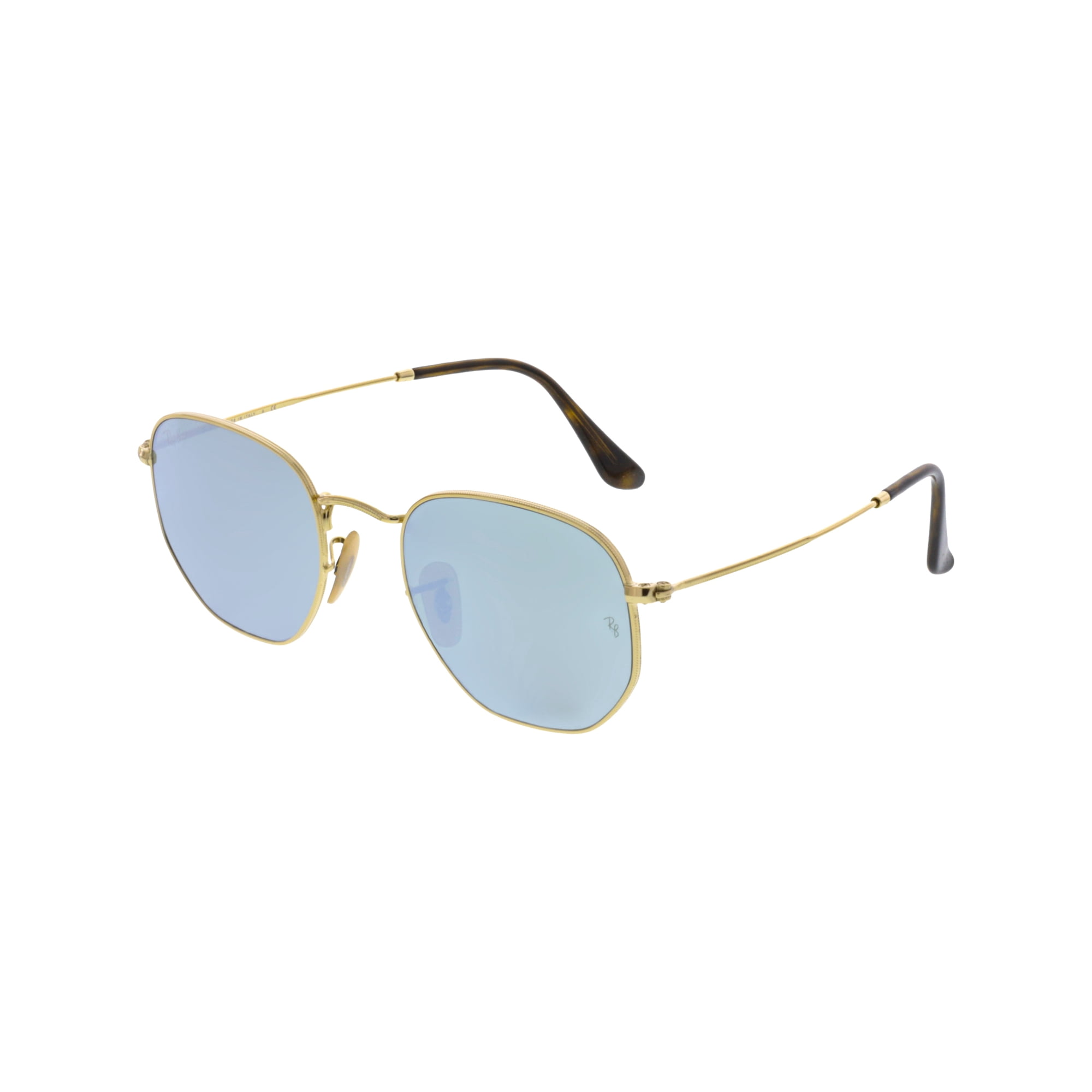 Ray-Ban Hexagonal Flat Lenses Sunglasses Arista Gold Frame Silver Lenses 51-21