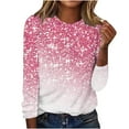 thumbnail image 2 of Azrian Plus Size Long Sleeve Tops for Womens,Women's Printed Round Neck Pullover Long Sleeved Casual Women's, 2 of 4