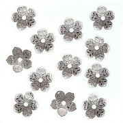 Bright Silver Plated Large Engraved Flower Bead Caps 10mm (12)
